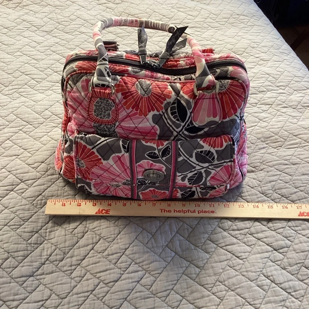 Vera Bradley Pink and Gray Floral Shoulder Bag
